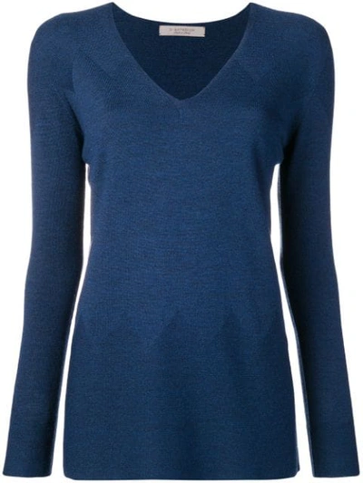 D-exterior V-neck Sweater In Blue