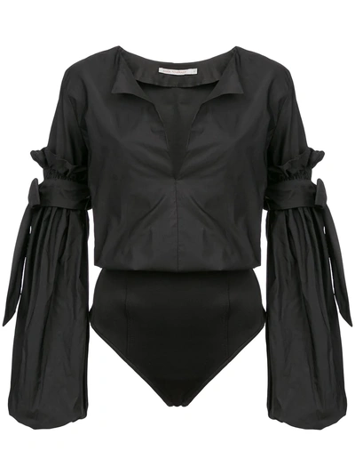 Silvia Tcherassi Bell Sleeve Bodysuit - Black