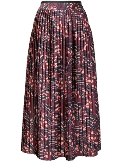 Victoria Victoria Beckham Printed Pleated Skirt In Pink