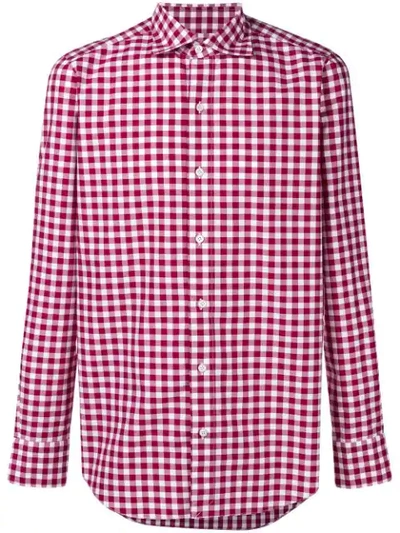Finamore 1925 Napoli Gingham Checked Shirt In Red