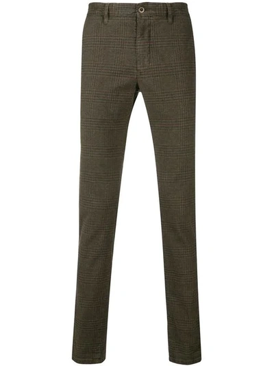 Incotex Skinny Check Trousers In Brown