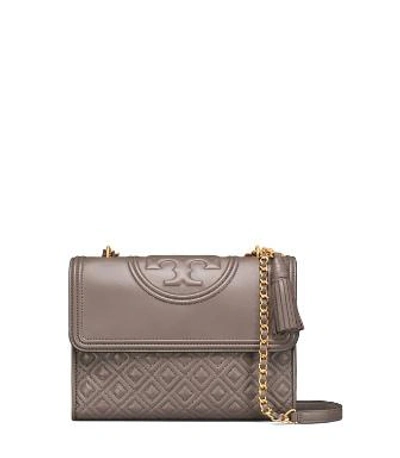 Tory Burch Fleming Convertible Shoulder Bag In Silver Maple