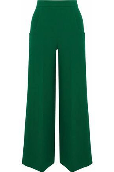 Roland Mouret Woman Wool-crepe Wide-leg Pants Forest Green