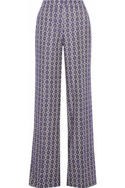 Derek Lam Linen And Cotton-blend Jacquard Wide-leg Pants In Purple