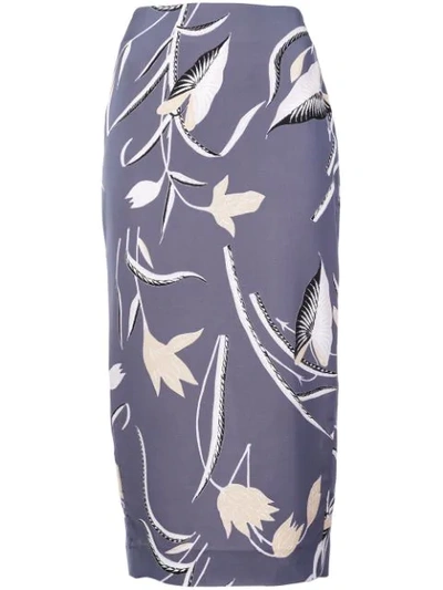 Diane Von Furstenberg Dvf  Floral Print Skirt - Blue
