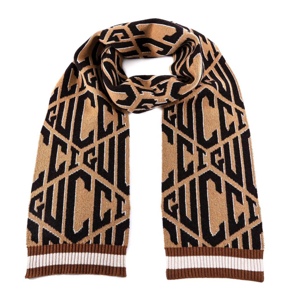Gucci Print Scarf In Brown ModeSens