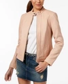 Cole Haan Seamed Leather Jacket In Blush