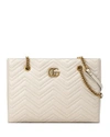 Gucci Gg Marmont 2.0 Matelasse Medium Leather East/west Tote Bag In Mystic White