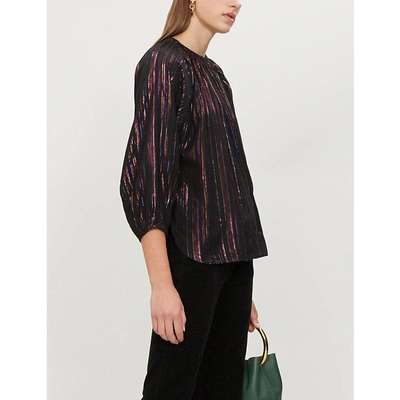 Apiece Apart Isla Metallic-striped Woven Blouse In Multi Stripe