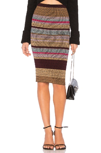 Diane Von Furstenberg Knit Maxi Skirt With Metallic Thread In Cabernet Multi