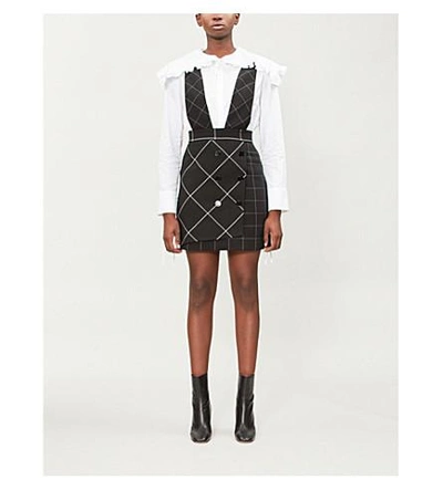 Maje Joly Checked Woven Pinafore Skirt In Carreaux