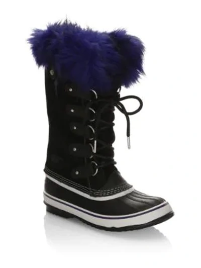 Sorel Joan Of Arctic Suede & Faux Fur Boots In Black