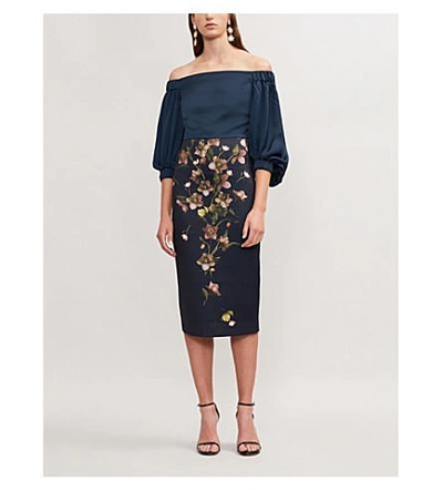 ted baker navy blue floral dress Floral Sleeveless Maxi Dress