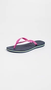 Havaianas Slim Brazil Flip Flops In Navy Blue