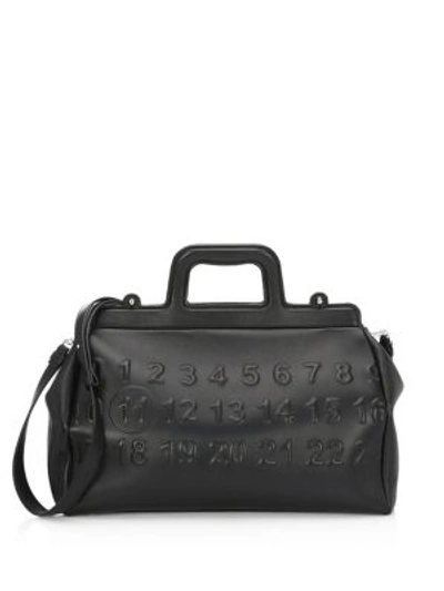 Maison Margiela Logo Leather Top Handle Bag In Black