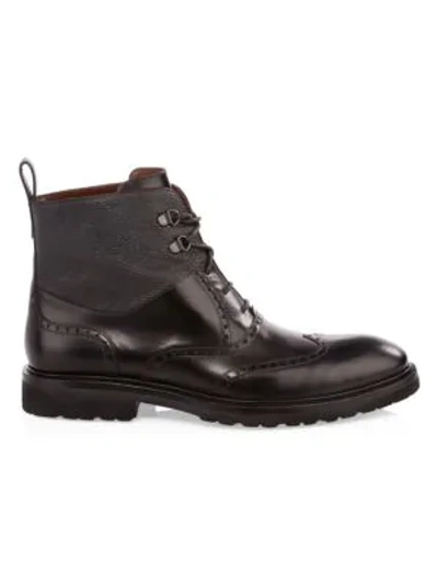A. Testoni' Leather Derby Boots In Black