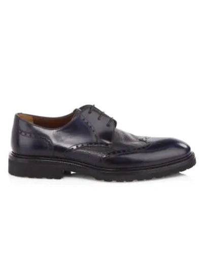 A. Testoni' Royal Leather Derby Shoes In Night