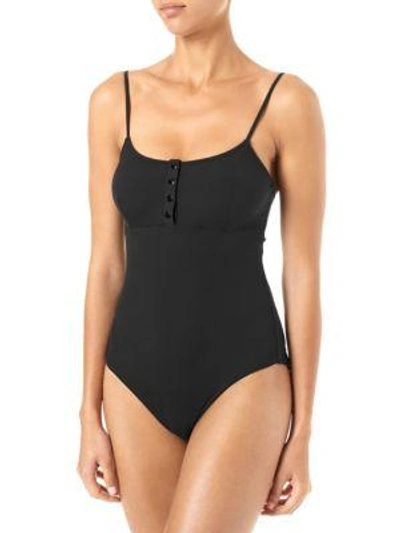 Melissa Odabash Calabasas Ribbed One-piece Swimsuit In Black Ribb