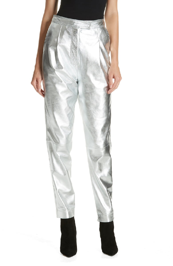 silver leather trousers