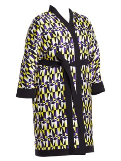 Marina Rinaldi Fausto Puglisi X  Fedelta Geometric Print Kimono Jacket In Purple