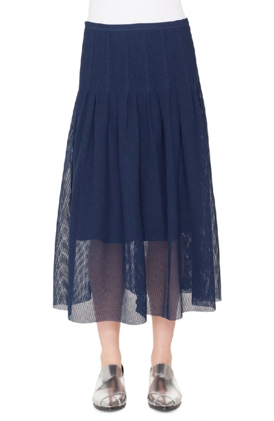 Akris Punto 3-d Punto Lace Midi Skirt In Blu Mare
