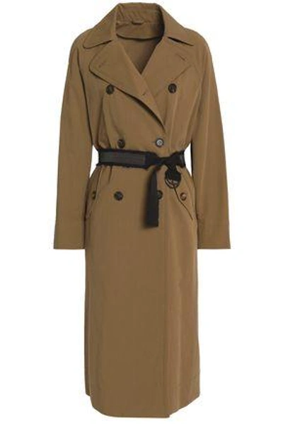 Brunello Cucinelli Woman Belted Cotton-gabardine Trench Coat Sage Green