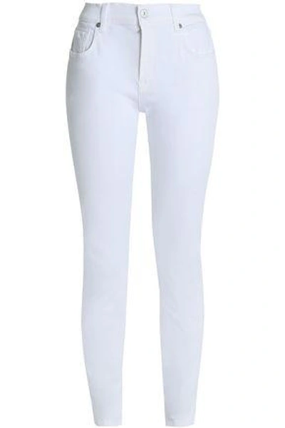 7 For All Mankind High-rise Slim-leg Jeans In White