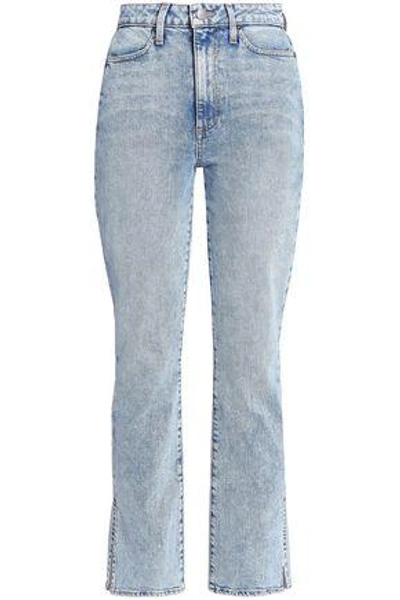 Alice And Olivia Fabulous Faded High-rise Straight-leg Jeans In Light Denim