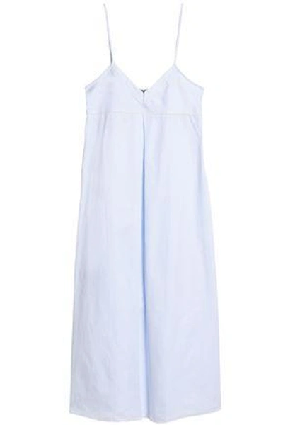 Bodas Woman Striped Cotton-poplin Nightdress Sky Blue