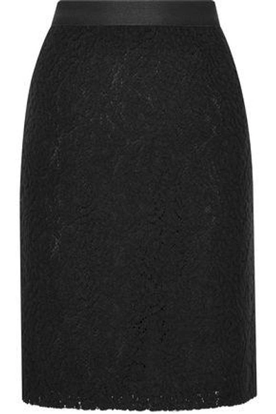 Vanessa Bruno Harena Wool And Cotton-blend Felt-lace Pencil Skirt In Black