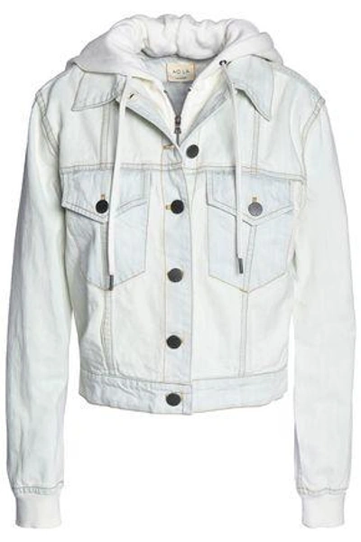 Alice And Olivia Alice + Olivia Woman Chloe Layered Denim And Terry Hooded Jacket Light Denim