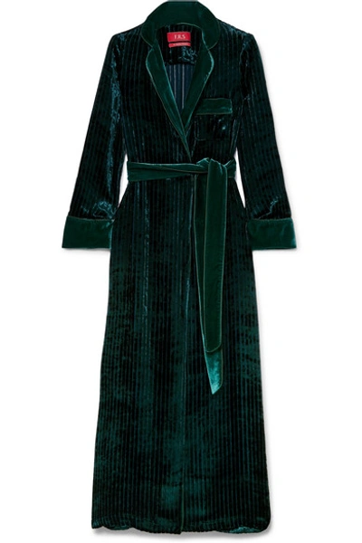 F.r.s For Restless Sleepers Roda Belted Velvet Robe In Forest Green