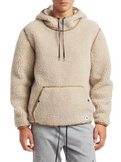 Madison Supply Sherpa Popover Hoodie In Marshmallow