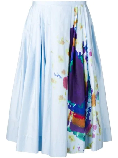 Burberry Rainbow Print Cotton Sateen Skirt In Blue