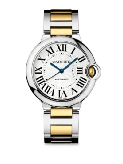 Cartier Ballon Bleu De  18k Yellow Gold & Stainless Steel Bracelet Watch/36mm In Silver Gold