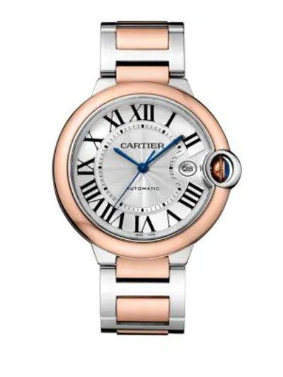 Cartier Ballon Bleu De  18k Rose Gold & Stainless Steel Bracelet Watch/42mm In Silver Rose Gold