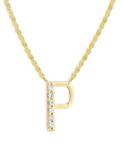 Lana Jewelry 14k Yellow Gold Diamond Necklace In Initial P