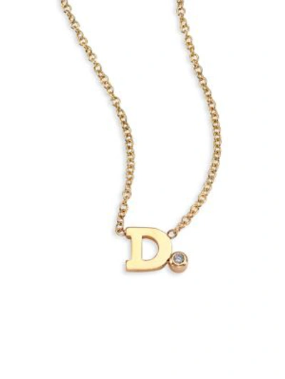 Zoë Chicco Diamond & 14k Yellow Gold Initial Pendant Necklace In Initial D