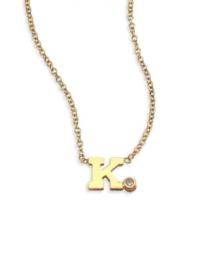 Zoë Chicco Diamond & 14k Yellow Gold Initial Pendant Necklace In Initial K