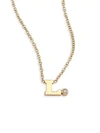 Zoë Chicco Diamond & 14k Yellow Gold Initial Pendant Necklace In Initial L