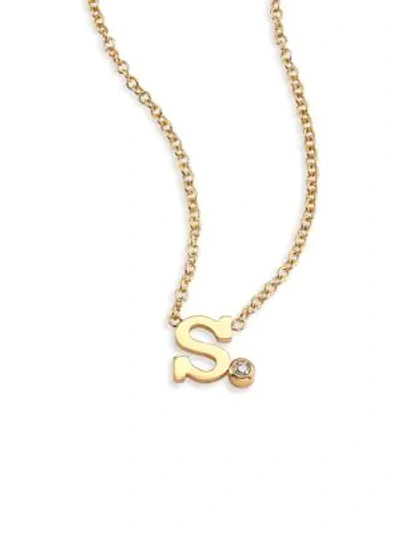 Zoë Chicco Diamond & 14k Yellow Gold Initial Pendant Necklace In Initial S