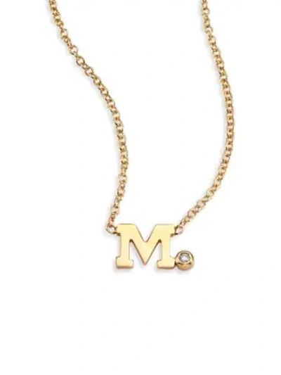 Zoë Chicco Diamond & 14k Yellow Gold Initial Pendant Necklace In Initial M