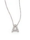 Roberto Coin Tiny Treasures 0.08 Tcw Diamond & 18k White Gold Initial Necklace In Initial A