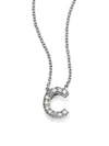 Roberto Coin Tiny Treasures 0.08 Tcw Diamond & 18k White Gold Initial Necklace In Initial C