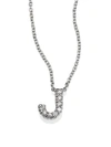 Roberto Coin Tiny Treasures 0.08 Tcw Diamond & 18k White Gold Initial Necklace In Initial J