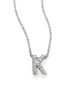 Roberto Coin Tiny Treasures 0.08 Tcw Diamond & 18k White Gold Initial Necklace In Initial K