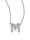 Roberto Coin 18k White Gold "love Letter" Initial Pendant Necklace With Diamonds, 16"