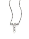 Roberto Coin 18k White Gold Initial Love Letter Pendant Necklace With Diamonds, 16 In T