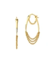 Celara 14k Yellow Gold & Diamond Half-chain Hoop Earrings