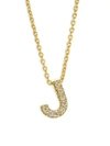 Roberto Coin Tiny Treasures Diamond & 18k Yellow Gold Initial Necklace In Initial J